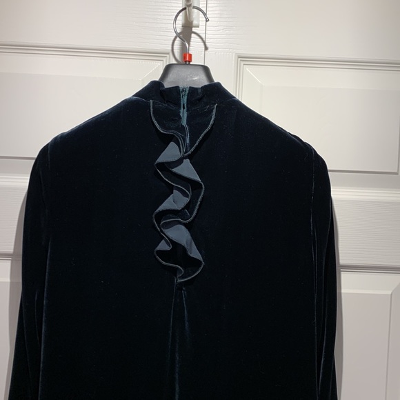 MaxMara Velvet silk blend women’s dress dark green size 6 new without tag - Picture 8 of 11